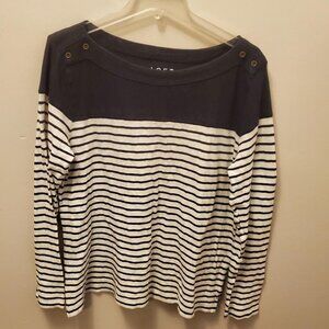 Women's LOFT Long Sleeve Top, Size M, Navy Blue Stripe, Excellent Condition.